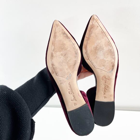 Sam Edelman Dorsay Reema Velvet Pointed Toe Flats Shoes Burgundy Maroon 8.5 - Picture 5 of 7